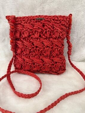 Cappelli Straworld Red Crochet Crossbody Bag